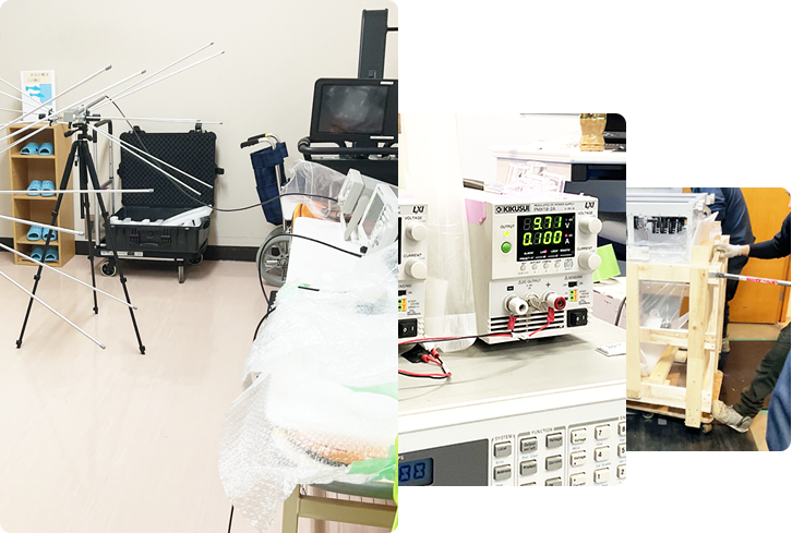 電波シールド性能測定の作業シーン